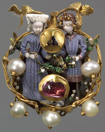 Шляпная брошь с изображением мужчины и женщины. Бургундия, ок. 1430 г.