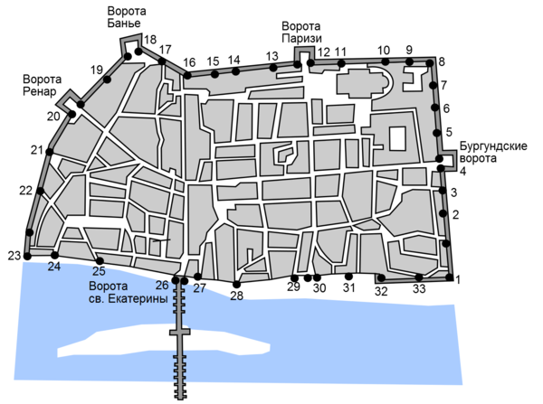 Схема фортификационных сооружений Орлеана