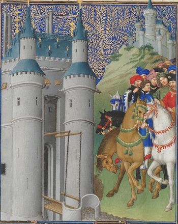 Detail of Folio 223v, The Duke on a Journey, Herman, Paul and Jean de Limbourg.jpg