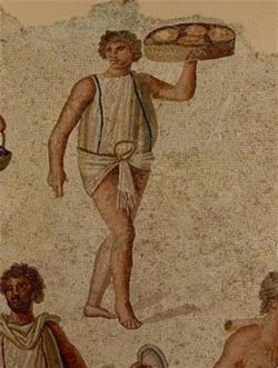Préparatif d’un banquet, mosaïque du IIe siècle ap. J. – C. Paris, musée du Louvre.jpg