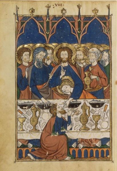 Файл:Nouvelle acquisition française 16251, fol. 30v, Christ donnant la bouchée à Judas (fr.).JPG